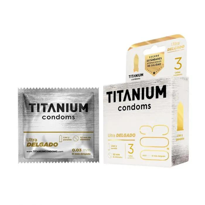 *10 Condones Preservativos Titanium Ultra Delgado Caja X 3